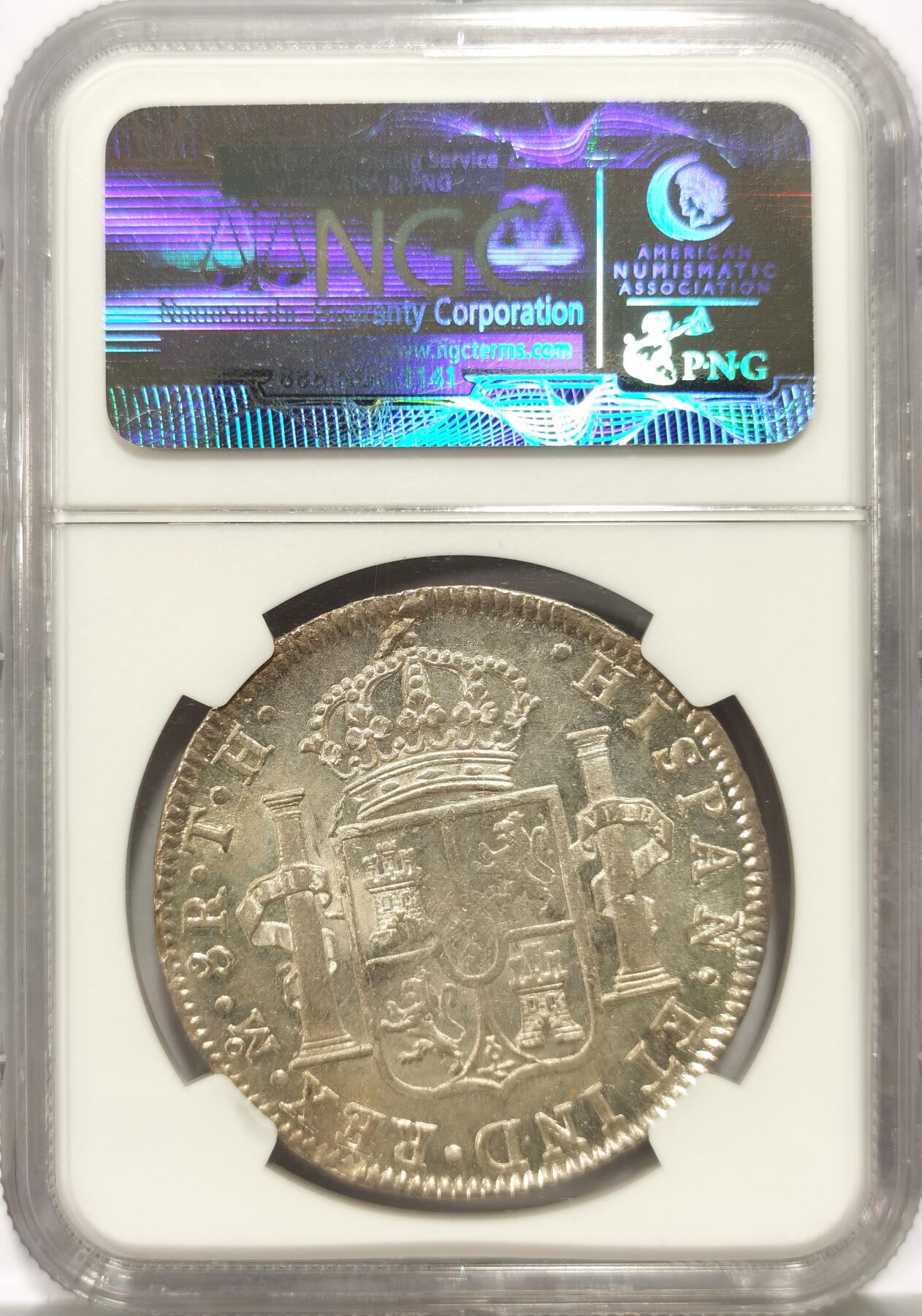 博洋堂世界钱币拍卖第147期（全场包邮） NGC MS63 墨西哥卡洛斯四世双柱1808MO TH 转光好状态