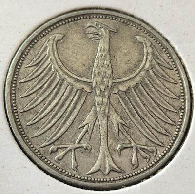 外国优质老铜币银币，周六九点倒数截拍，满百包邮，可寄存半年，喜欢朋友微信扫描二维码可直接参拍 - 欧洲老藏家纸夹-德国1966年5马克银币