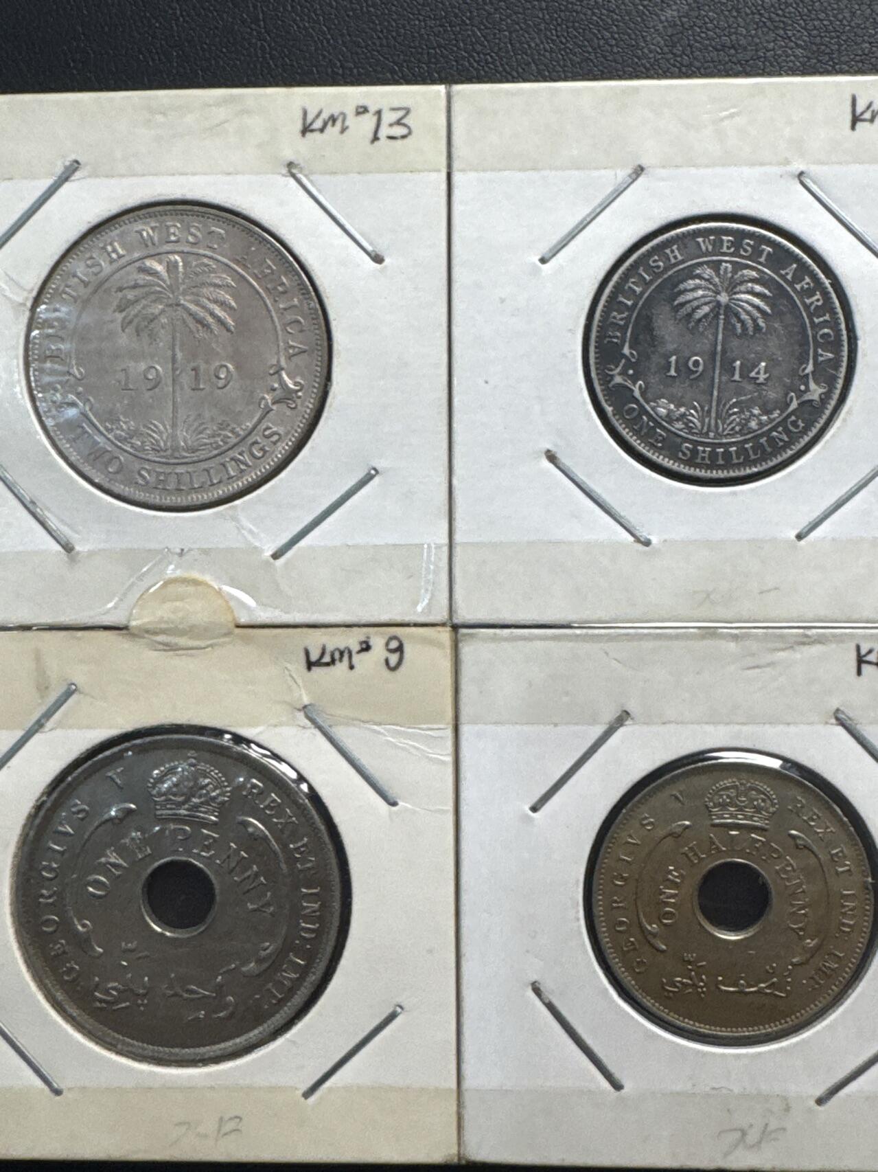 ❤️【币观天下】❤️ 第331期钱币拍卖- 2025.11.21周五晚上6点半场-长期征集拍品 英属1914-1919年西非7枚套包含4枚银币