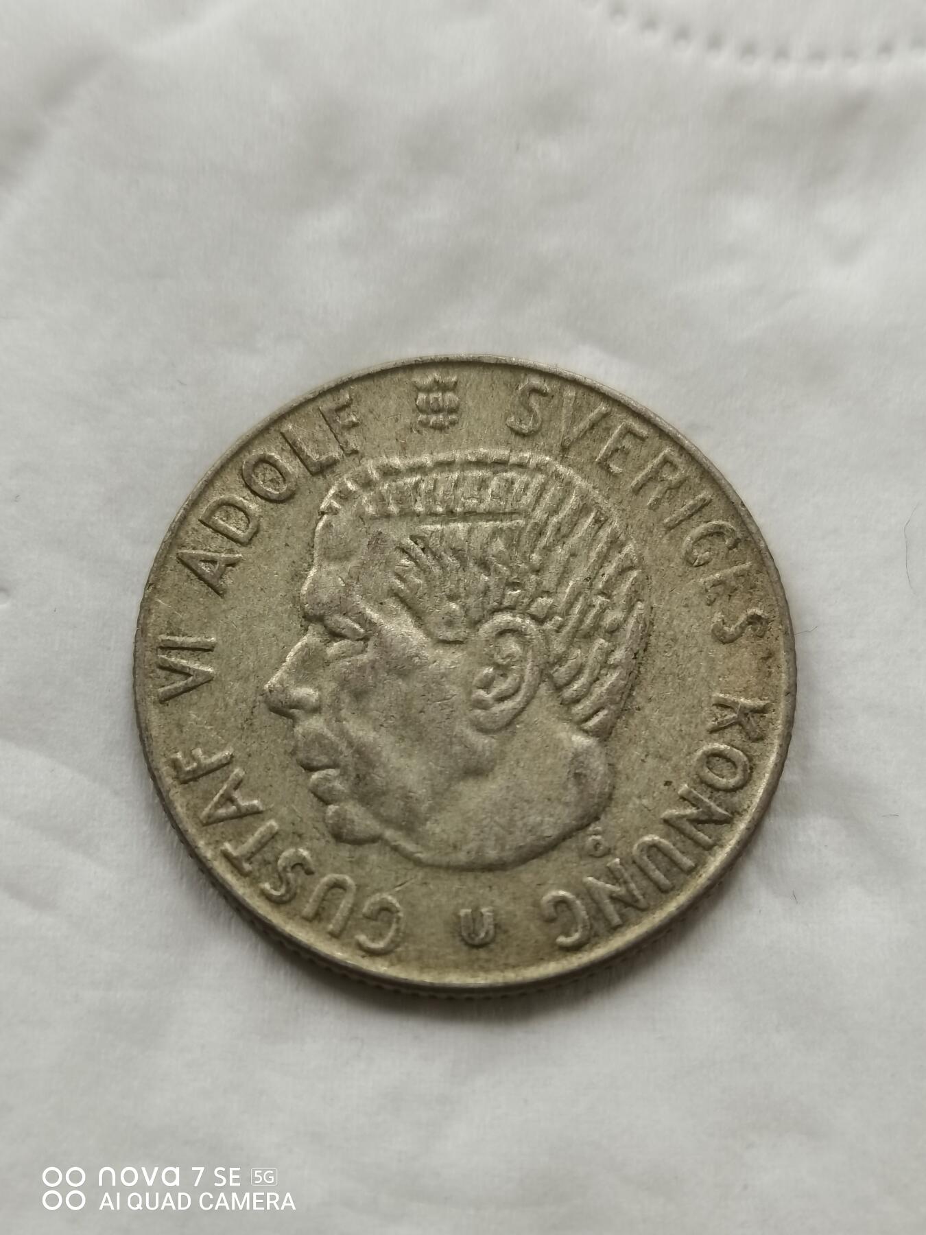 外国钱币 66年瑞典1克郎银币