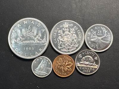 ❤️【币观天下】❤️ 第331期钱币拍卖- 2025.11.21周五晚上6点半场-长期征集拍品 - 加拿大1965年套币含5银UNC