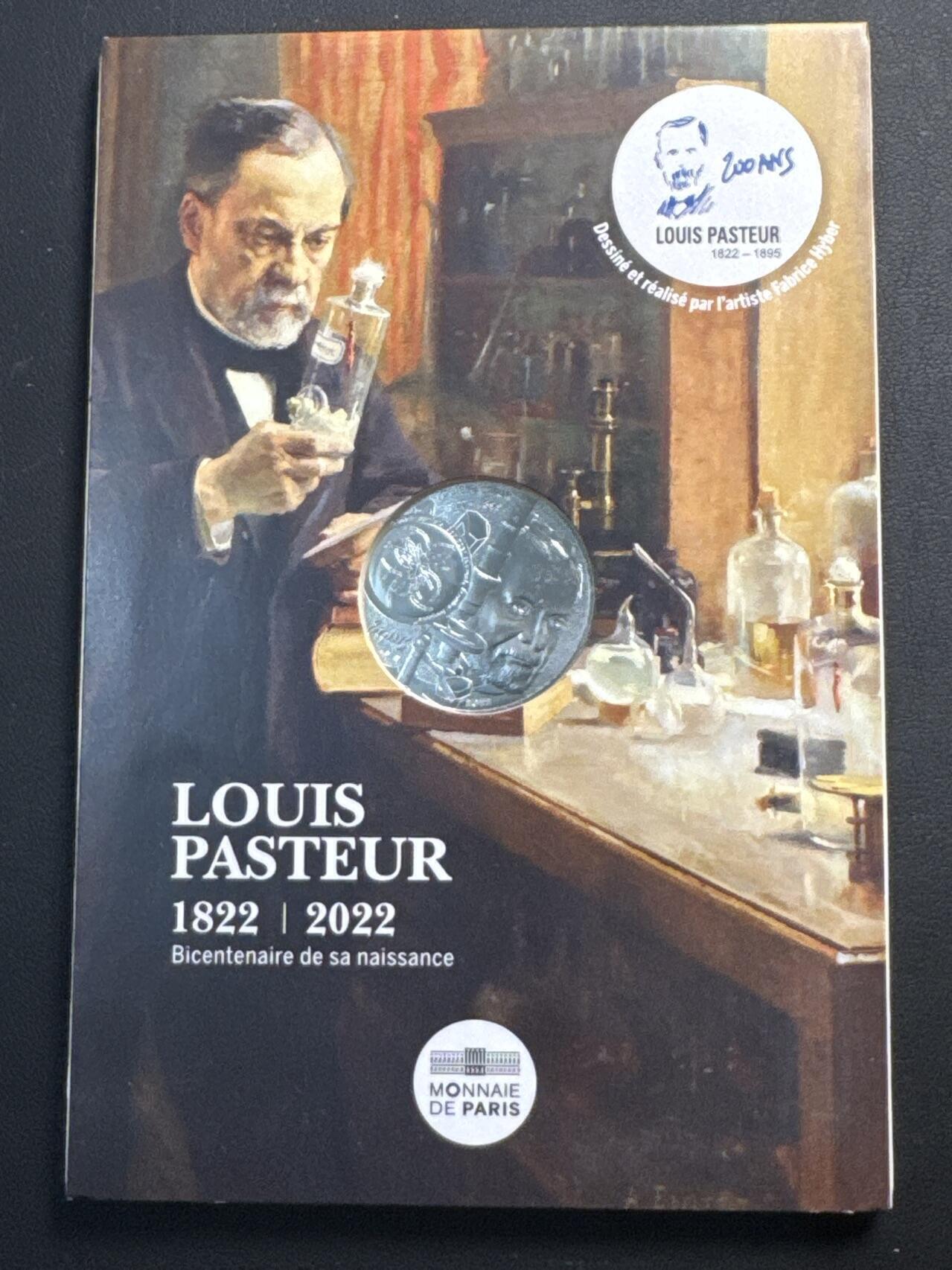 ❤️【币观天下】❤️ 第331期钱币拍卖- 2025.11.21周五晚上6点半场-长期征集拍品 原厂卡装克劳斯获奖最具历史意义币法国2022年化学家巴斯德诞辰200周年纪念银币333银重17克直径31毫米