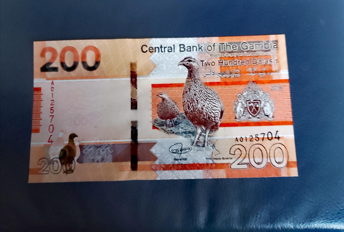 全新冈比亚2019年A冠5、10、20、50、100、200达拉西靓品纸币6枚一组