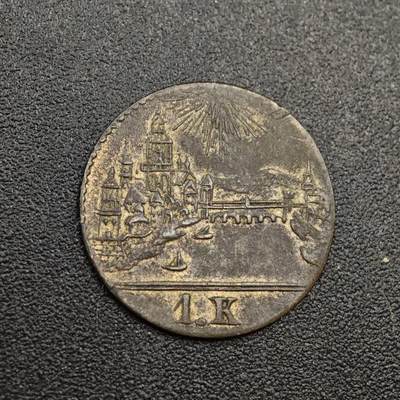 【淘币小摊】实时拍第八百零一拍   散币场   满百包邮可预留二周 每周一统一发货   - 德国法兰克福城市景观1克鲁泽银币