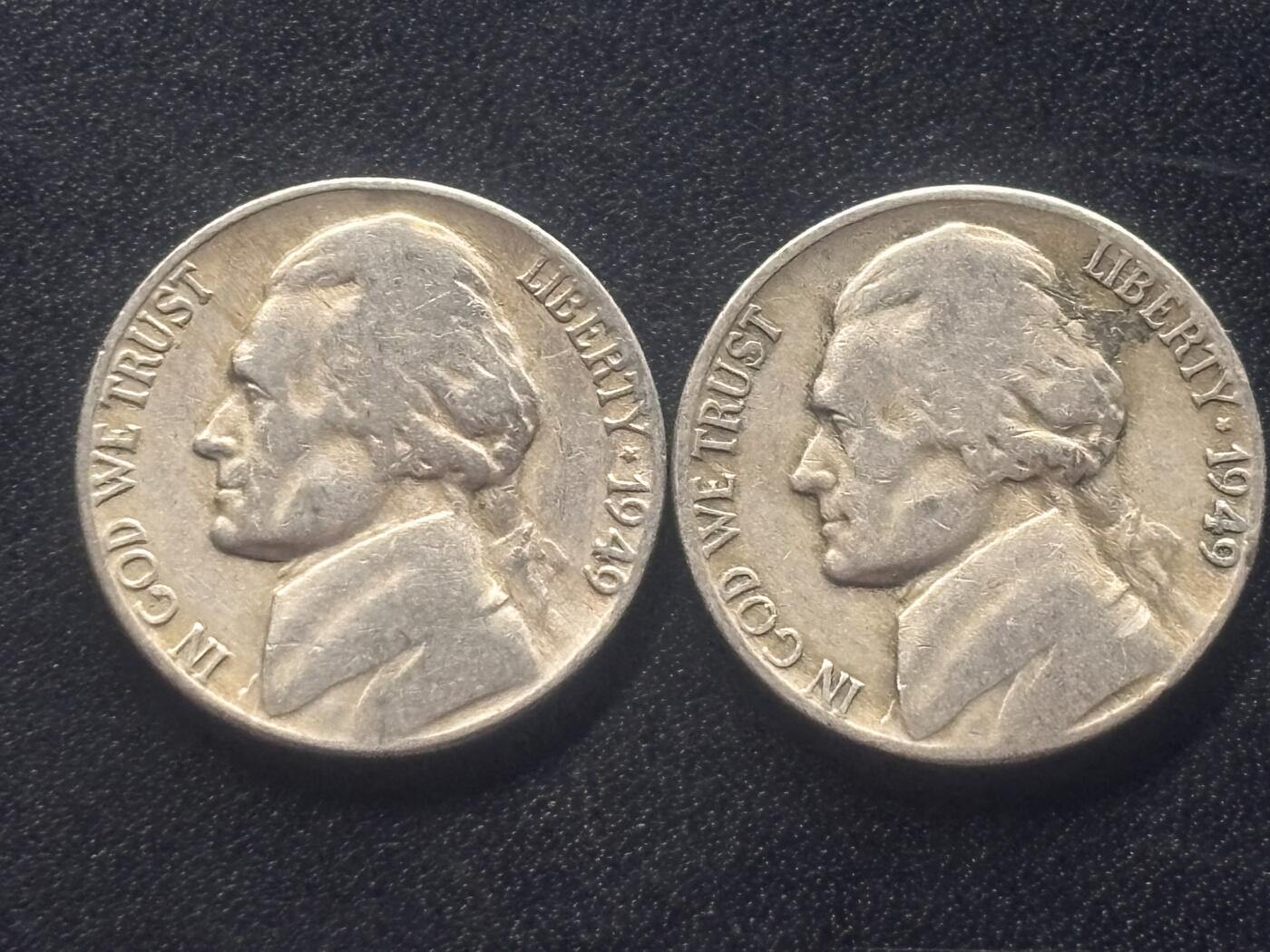 邮泉阁限时拍卖第三十六场 美洲硬币专场（硬币在国外。请付邮费6元。） 美国1949年5分2枚