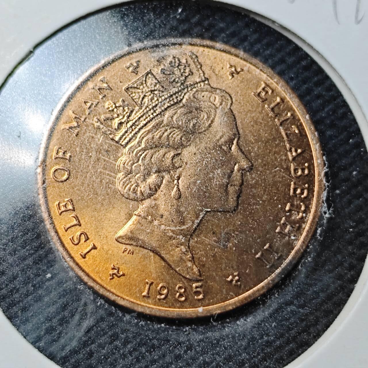 KK钱币收藏小铺  第374场  2月预留时间 周末发货  马恩岛1便士铜币 好品