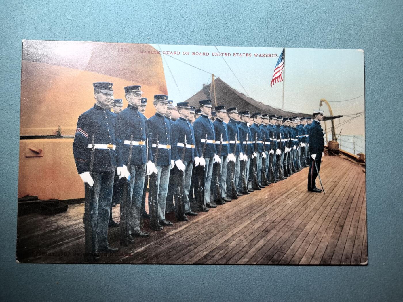 盛世勋华——号角文化勋章邮票专场拍卖第288期 美国二战时期军舰专题明信片 军舰上的陆战队卫兵