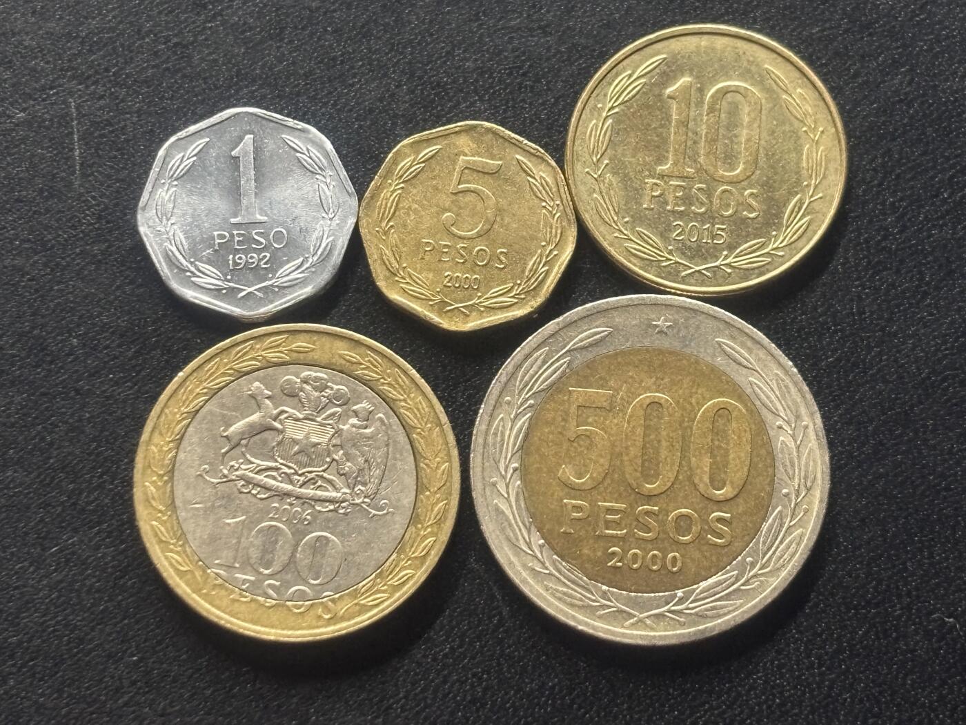 邮泉阁限时拍卖第三十六场 美洲硬币专场（硬币在国外。请付邮费6元。） 智利5枚