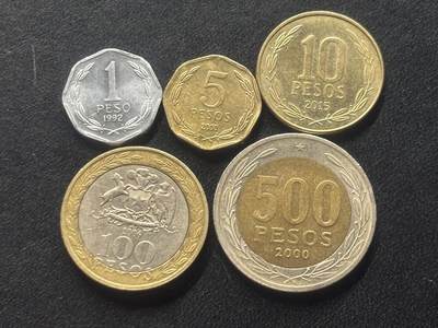 邮泉阁限时拍卖第三十六场 美洲硬币专场（硬币在国外。请付邮费6元。） - 智利5枚