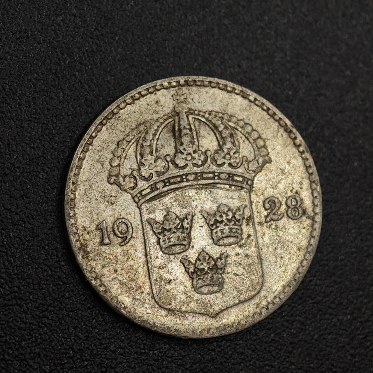 【淘币小摊】实时拍第八百零一拍   散币场   满百包邮可预留二周 每周一统一发货   瑞典1928年10欧尔银币