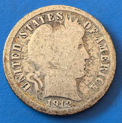 外国优质老铜币银币，周六九点倒数截拍，满百包邮，可寄存半年，喜欢朋友微信扫描二维码可直接参拍 - 美国1912年10分银币S版