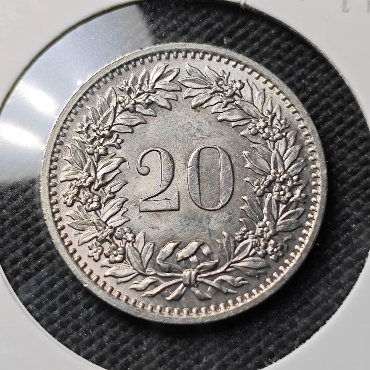 KK钱币收藏小铺  第374场  2月预留时间 周末发货  1971瑞士20分