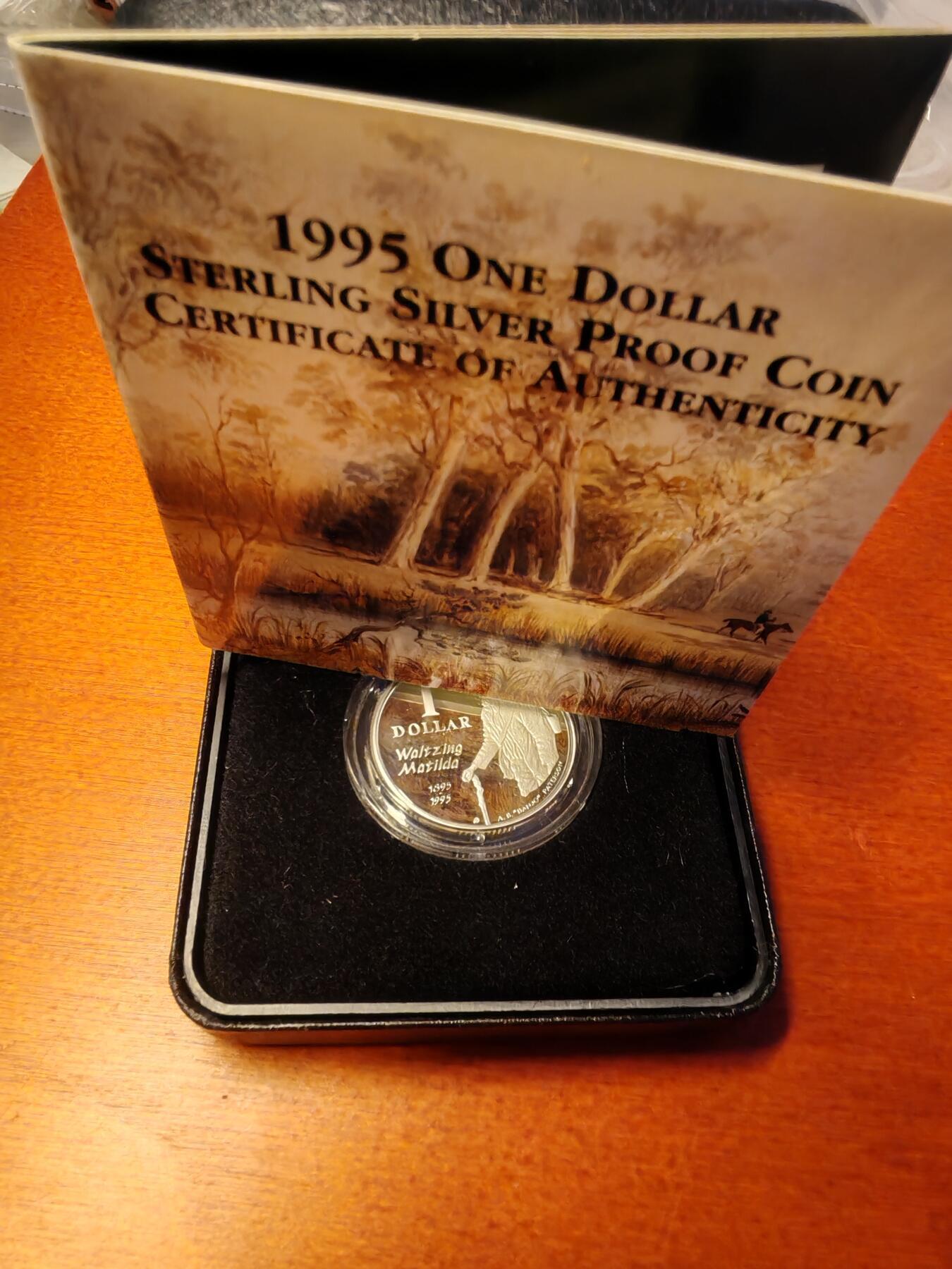 长老汇蛇年精选第七十五场拍卖 获奖币！1995澳大利亚华尔兹马提尔达百周年1澳元精制银币，盒证全，2万枚