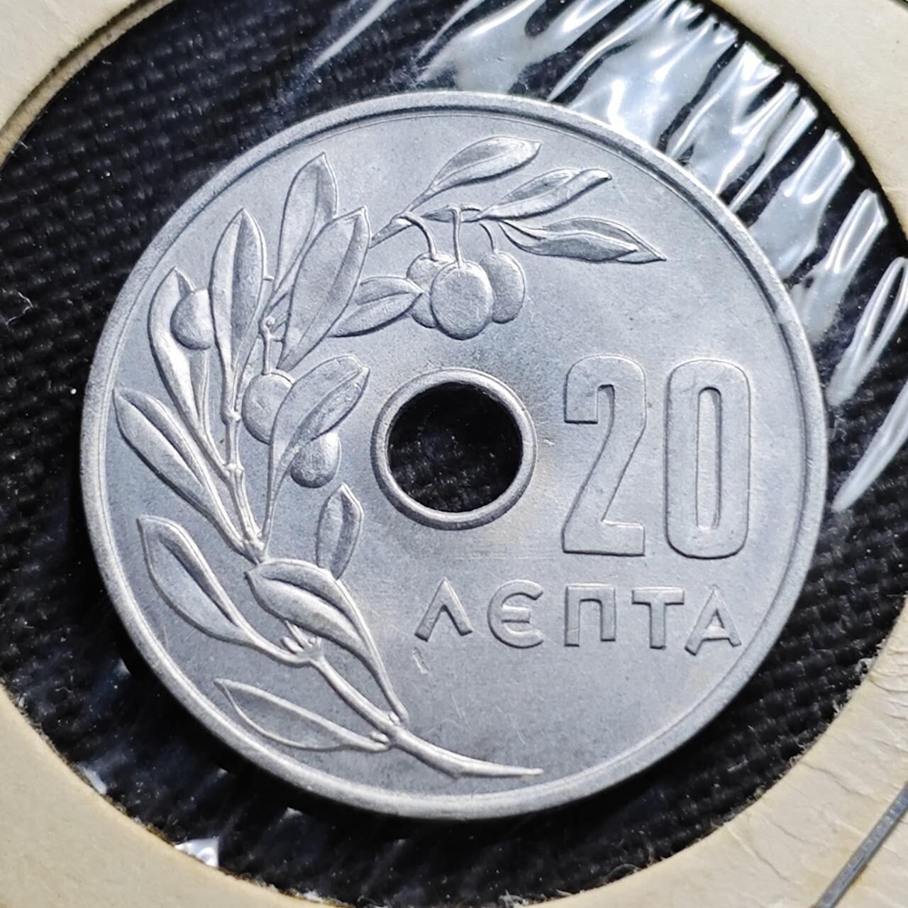 KK钱币收藏小铺  第374场  2月预留时间 周末发货  1966希腊20雷普塔 好品