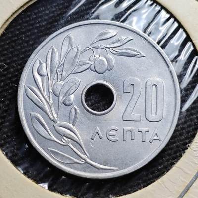 KK钱币收藏小铺  第374场  2月预留时间 周末发货 -  1966希腊20雷普塔 好品