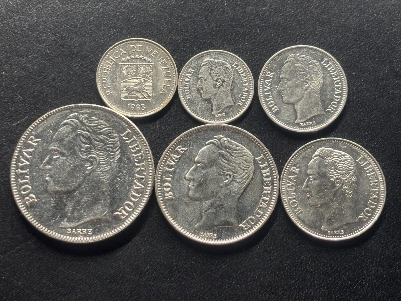 邮泉阁限时拍卖第三十六场 美洲硬币专场（硬币在国外。请付邮费6元。） 委内瑞拉1980、90年代6枚