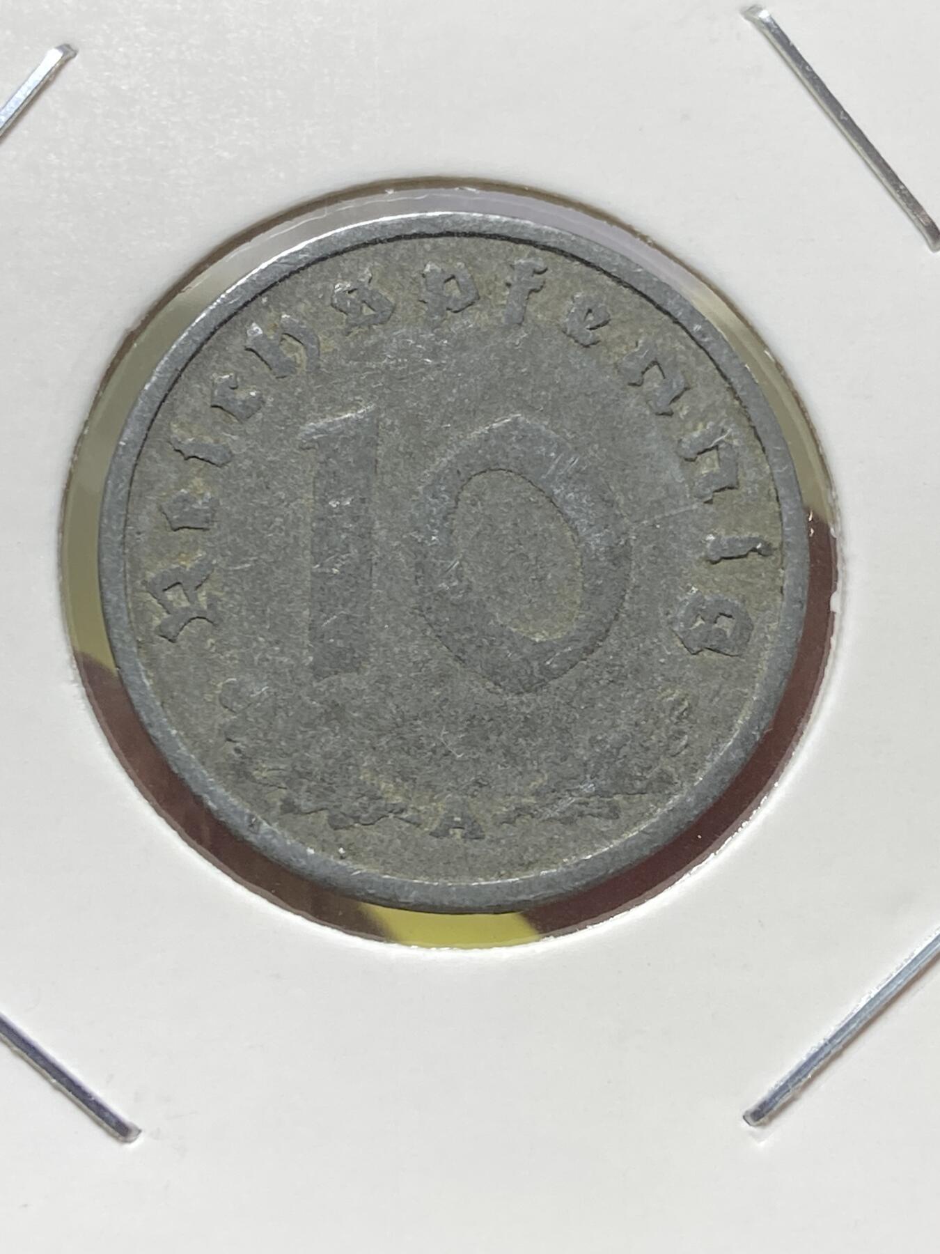 2025年第一百三十一场(总第一百五十七场）外国好品纸夹散币场(免佣金) 德意志第三帝国1941年10芬尼(A标，柏林造)