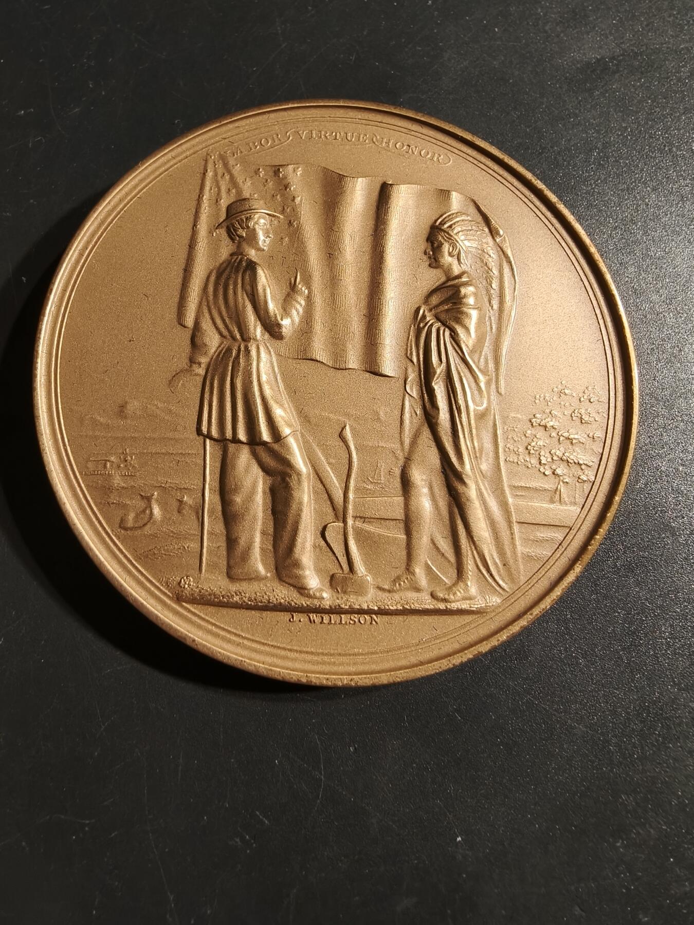 老王徽章第164期 美国铸币局富兰克林·皮尔斯总统（1853-1857）大铜章     原盒     直径76mm.    重量214.6g