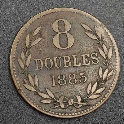 【淘币小摊】实时拍第八百零一拍   散币场   满百包邮可预留二周 每周一统一发货   - 根西岛1885年8道布铜币