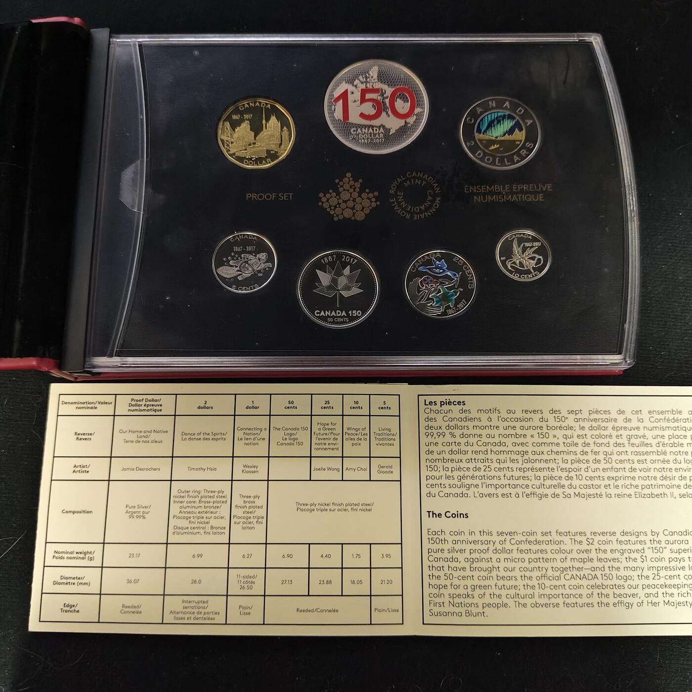 【全场包邮】纯粹捡漏拍479场（免费代拍第16场） 加拿大2017年联邦150周年彩色精制纪念套币-含联邦150周年（36毫米23.2克）彩色精制999纯银纪念币-盒证全