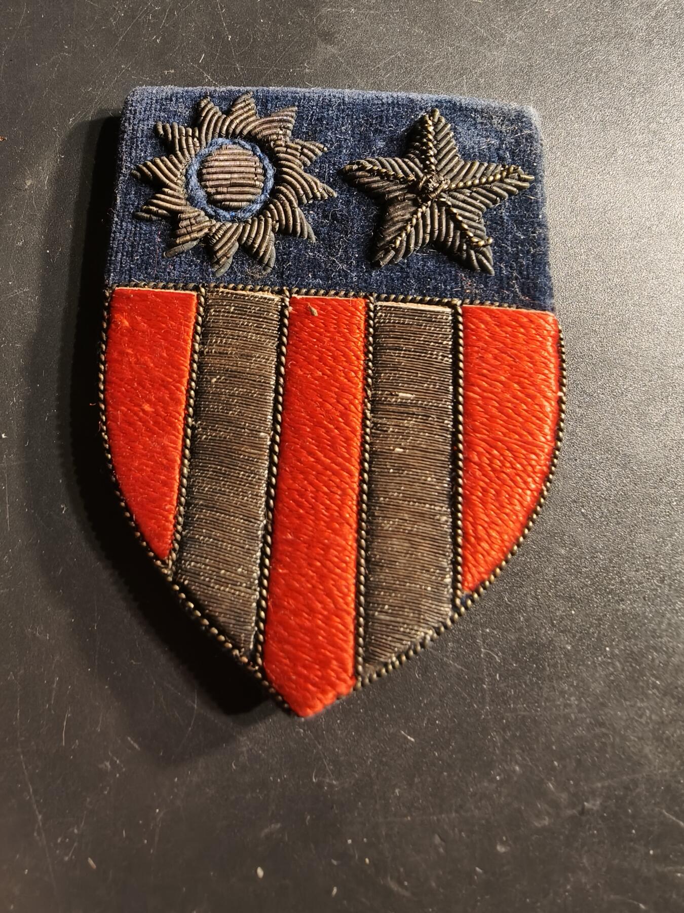 老王徽章第164期  美国二战中缅印战区臂章    军官金属丝刺绣版本     少见美品