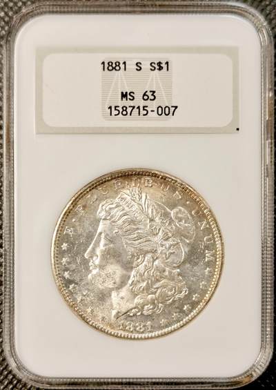 甄臻铺-世界币章拍卖（第40期）送拍享返佣金等优惠多多 - NGC-MS63 美国 1881年S 摩根$1银币 NGC古董盒 潜力品种