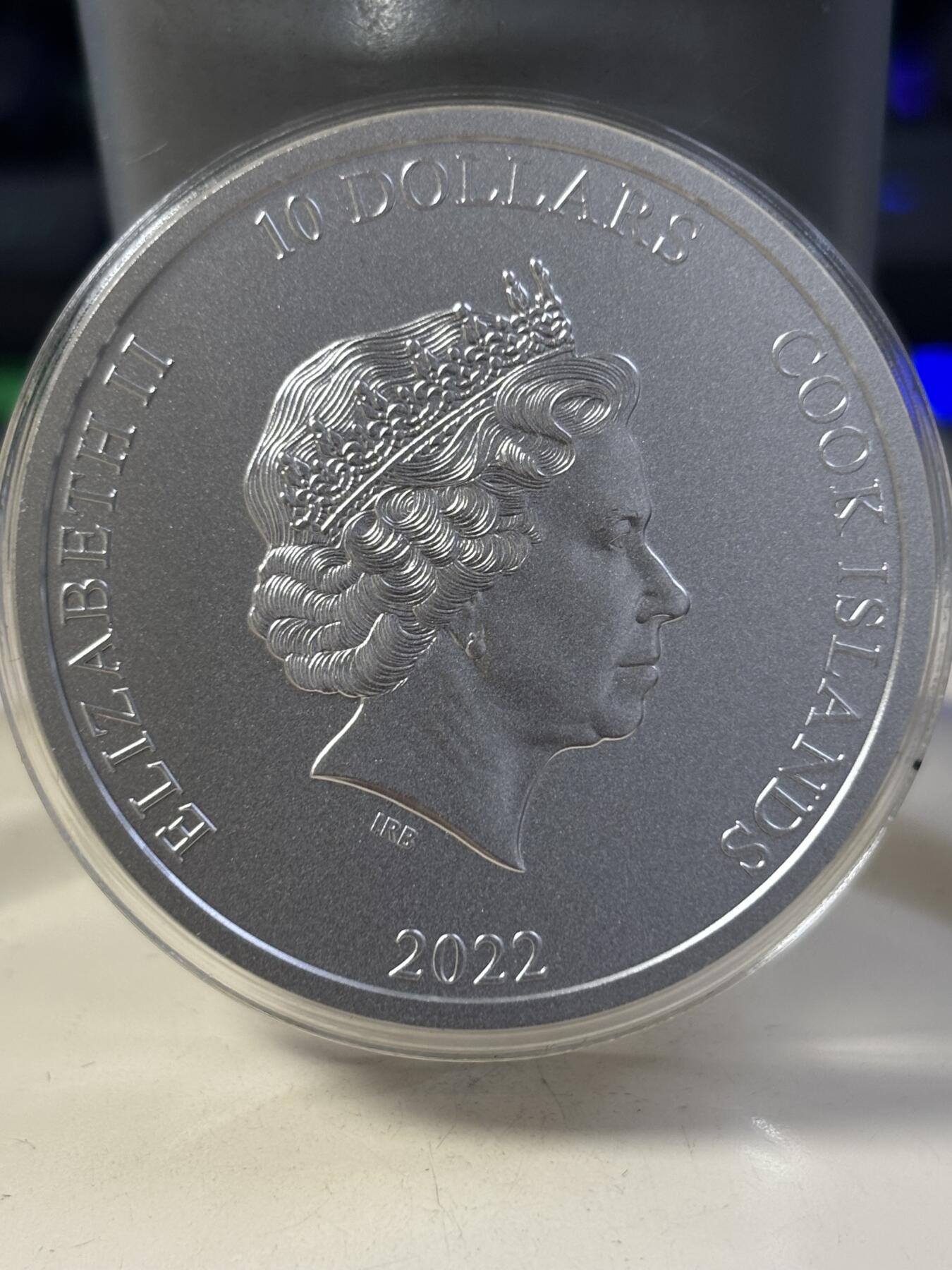 第182期拍卖 库克群岛2022年超高浮雕岩石2盎司纪念银币，999银，发行量1777枚