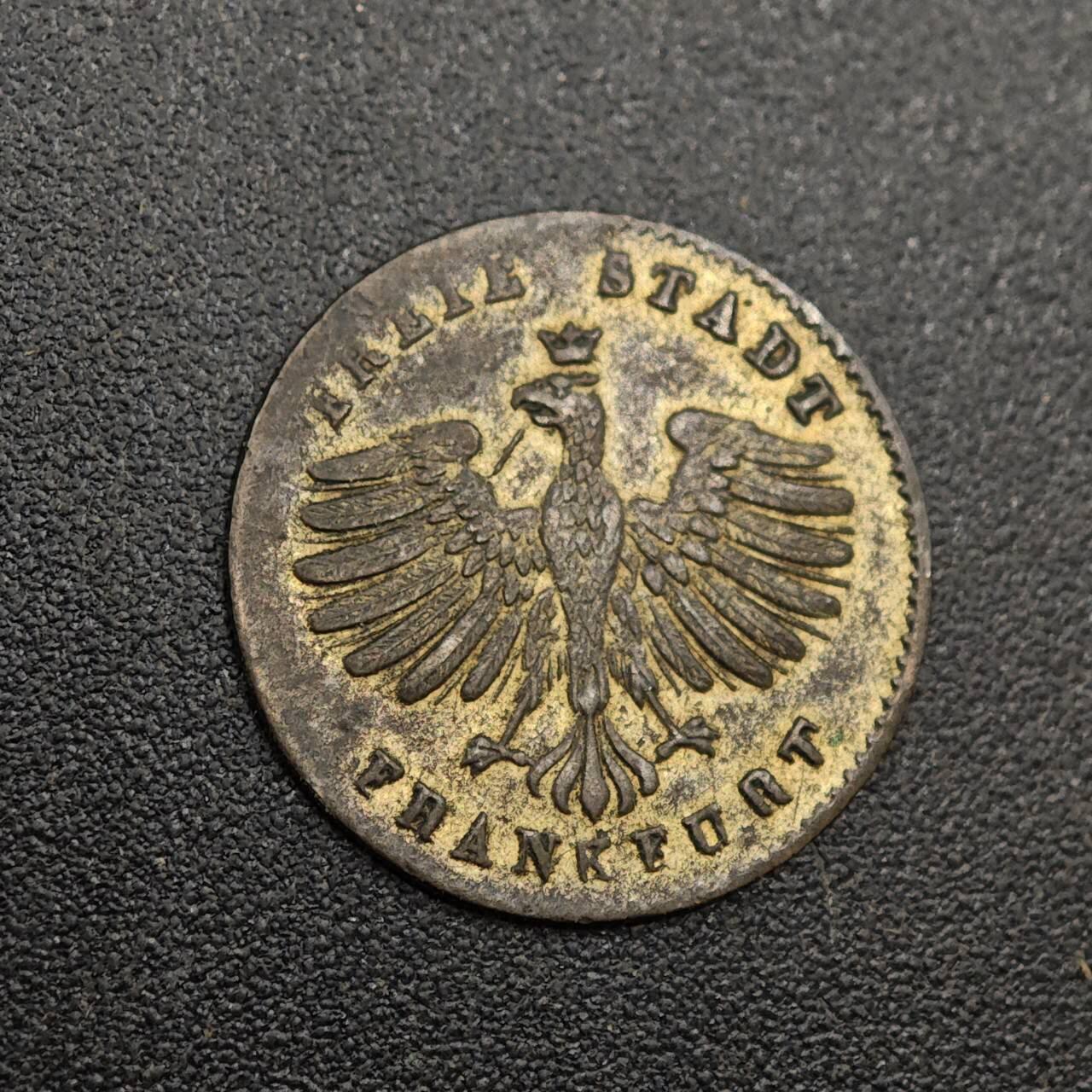 【淘币小摊】实时拍第八百零一拍   散币场   满百包邮可预留二周 每周一统一发货   德国法兰克福城市景观1克鲁泽银币