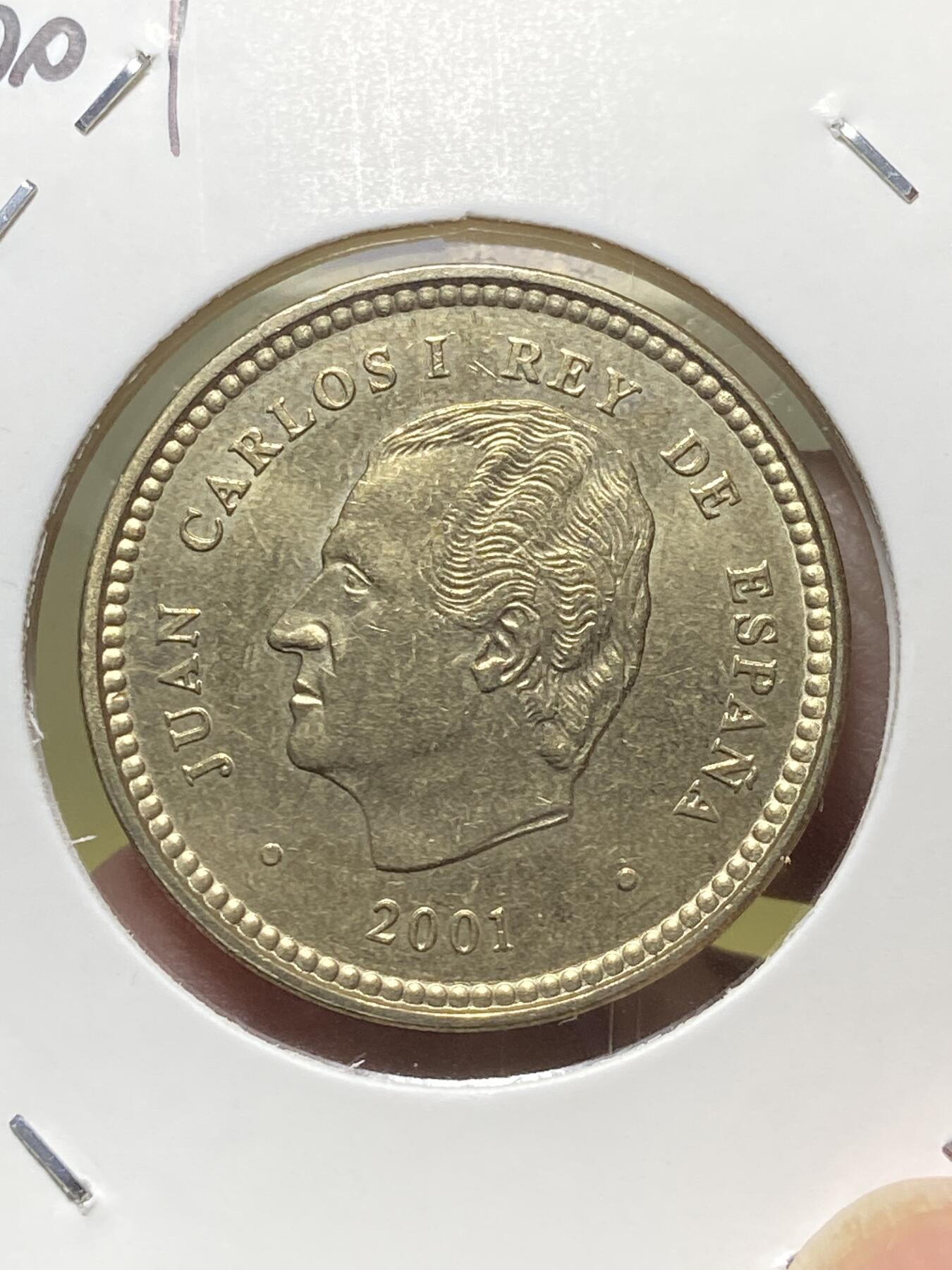 2025年第一百三十一场(总第一百五十七场）外国好品纸夹散币场(免佣金) 好品–西班牙🇪🇸2001单年份100比塞塔(使用比塞塔作为货币单位132周年纪念币)