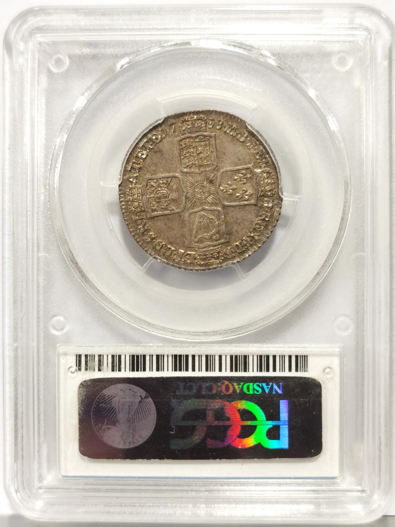 博洋堂世界钱币拍卖第147期（全场包邮） PCGS MS63 英国1758年乔二先令银币，经典欧洲包浆，深打状态，收藏佳品。