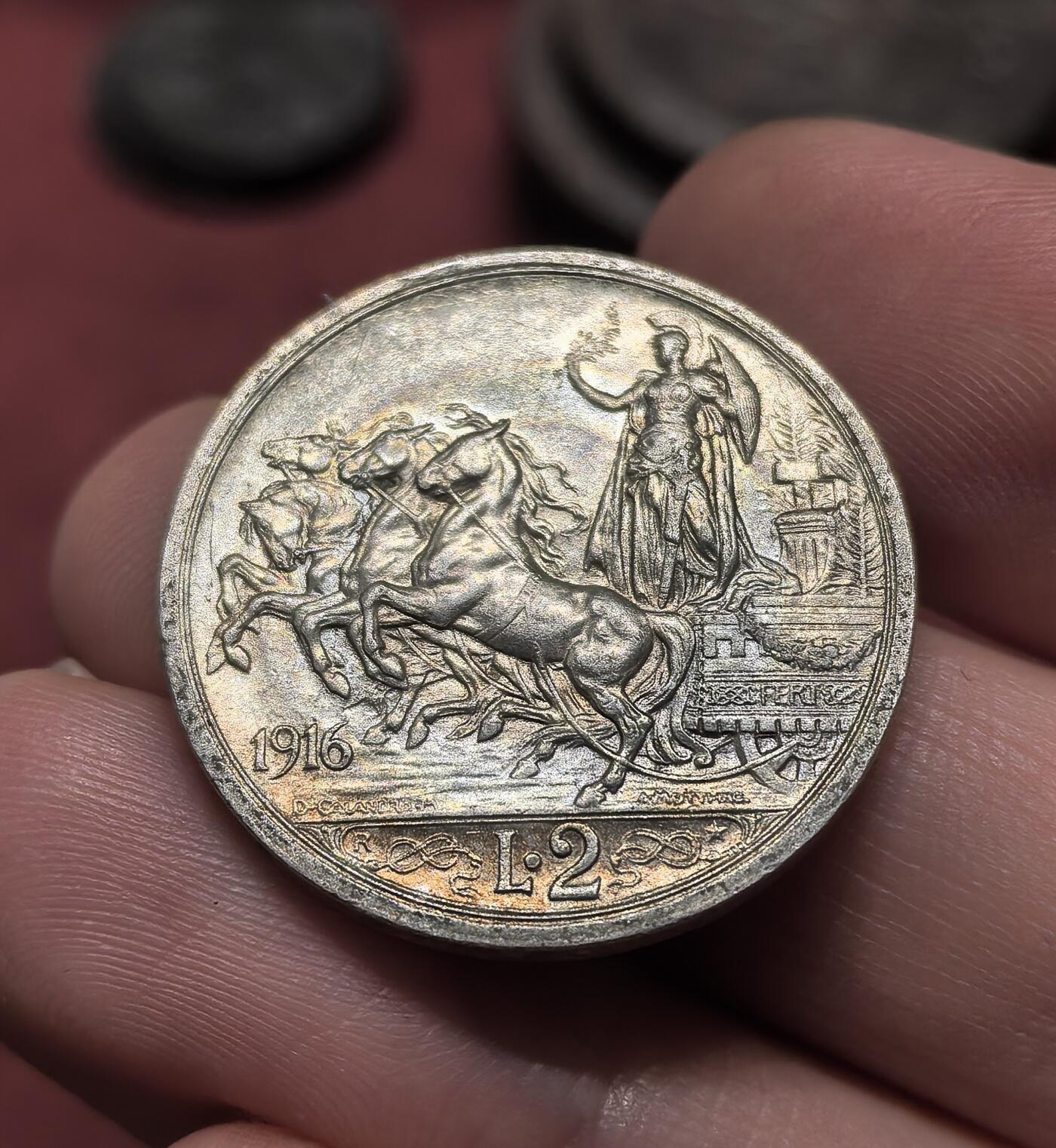 南宋泉阁俄币 外币 国币 专场第十九期 【送拍无额外佣金】 意大利 1914年 2里拉 马车银币 光度很好 美品