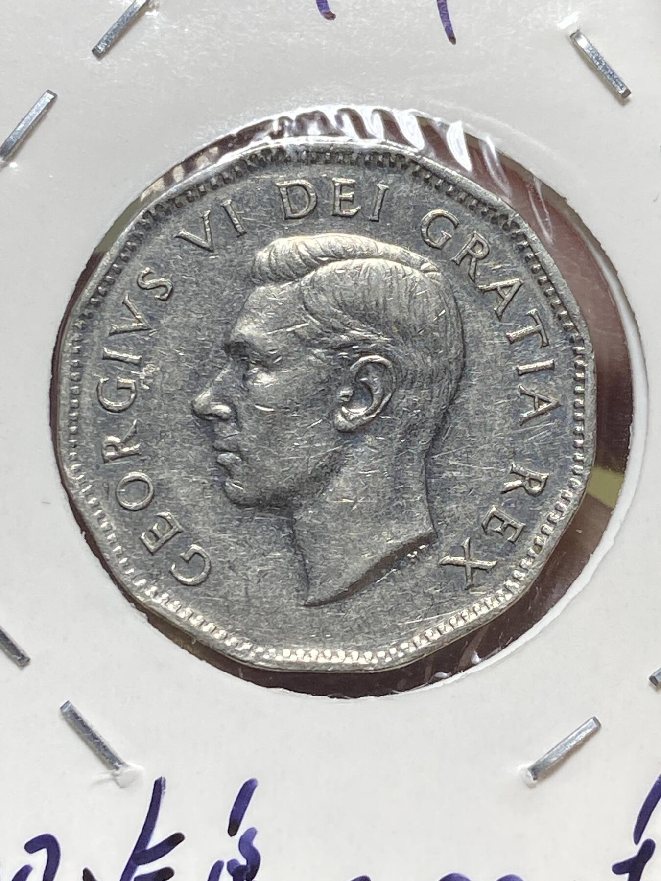 2025年第一百三十一场(总第一百五十七场）外国好品纸夹散币场(免佣金) 加拿大🇨🇦1951单年份5分(乔治六世时期，发现镍200周年纪念币)