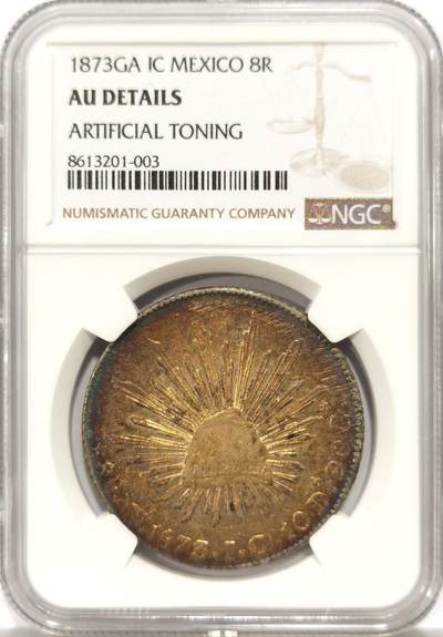 博洋堂世界钱币拍卖第147期（全场包邮） - NGC AU 墨西哥花边鹰洋1873GA IC 4-5级 好年份好五彩好品相非常难得