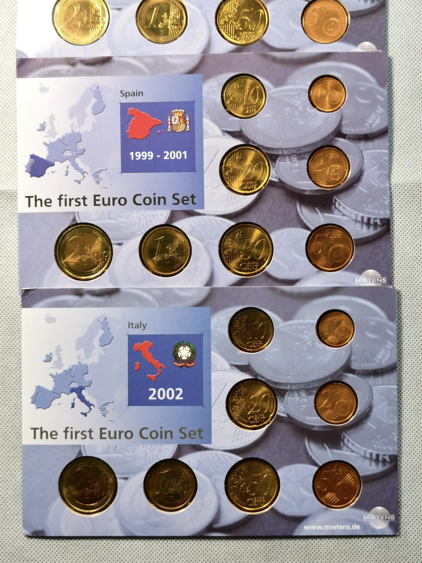 甄臻铺-世界币章拍卖（第40期）送拍享返佣金等优惠多多 比利时/意大利/西班牙 BU卡装套币 共24枚 面值11.64EURO