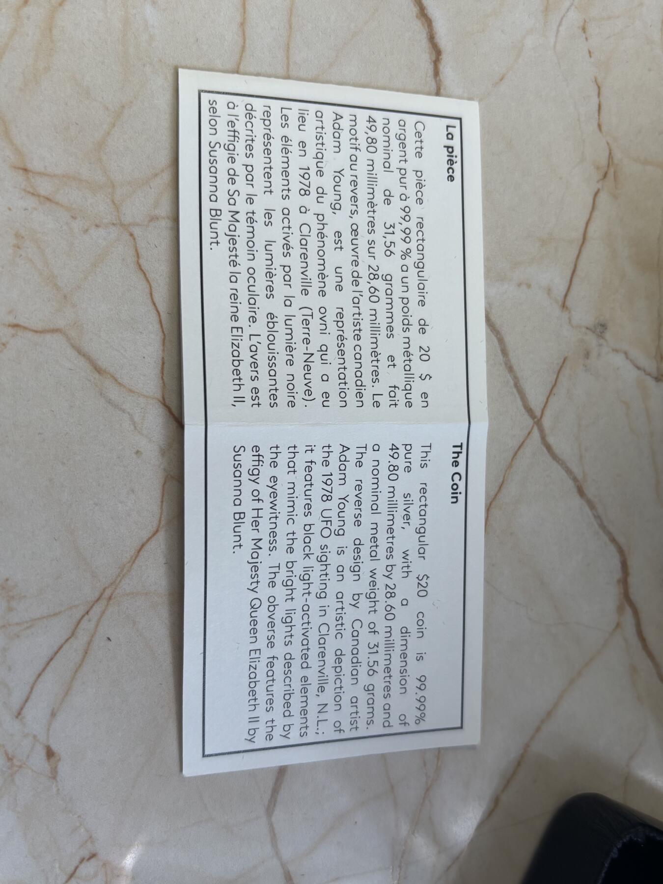 第182期拍卖 加拿大2020年UFO克拉伦维尔事件夜光纪念银币，9999银，31.56克发行5000枚