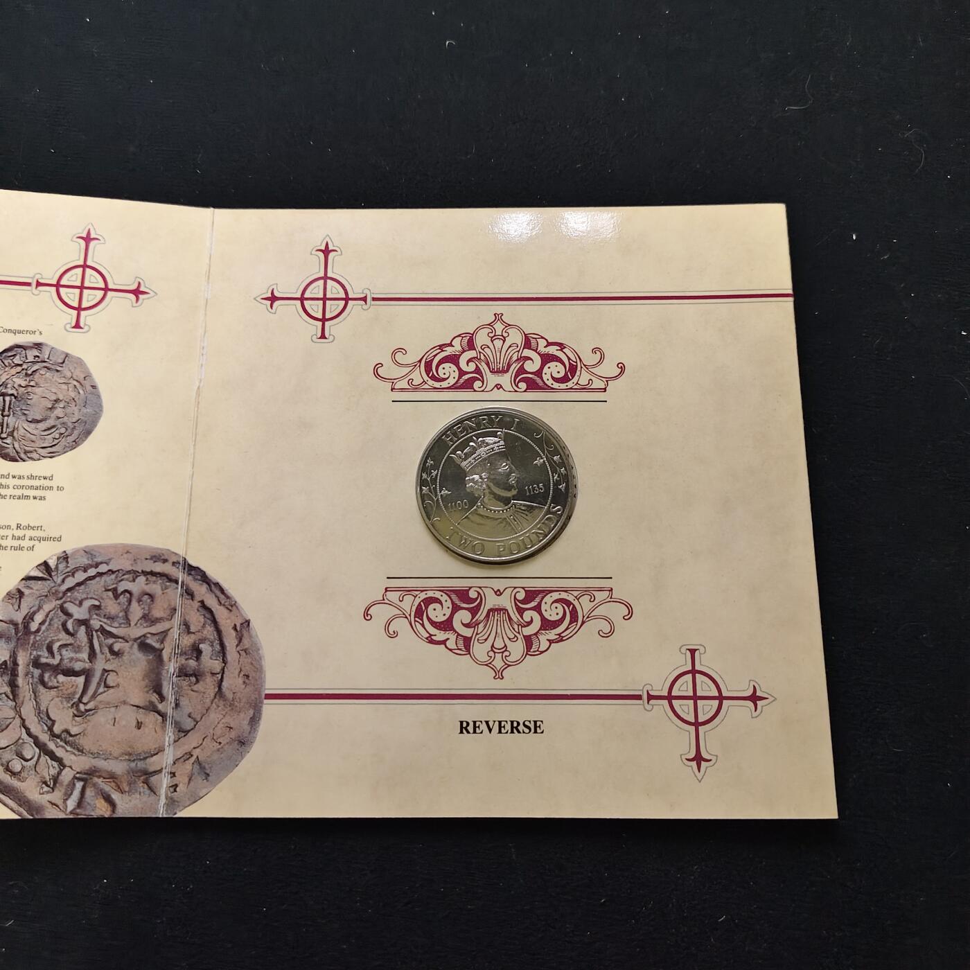 【全场包邮】纯粹捡漏拍479场（免费代拍第16场） 根西1989年2镑亨利一世官方封装纪念币-量10000