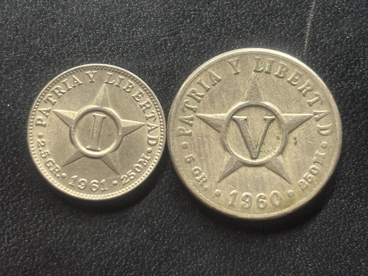 邮泉阁限时拍卖第三十六场 美洲硬币专场（硬币在国外。请付邮费6元。） 古巴1960年代2枚