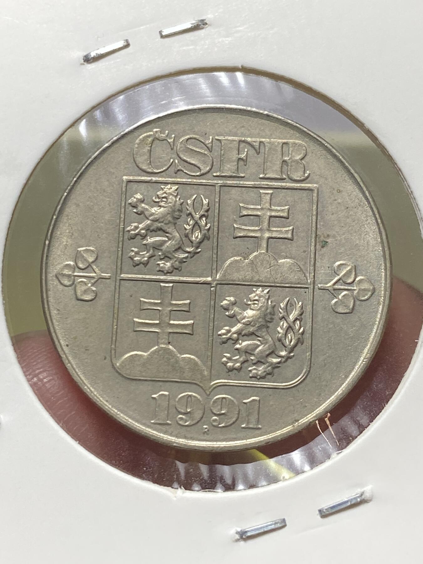 2025年第一百三十一场(总第一百五十七场）外国好品纸夹散币场(免佣金) 较少–捷克斯洛伐克1991年2克朗(联邦共和国时期，首发年仅发行2年)