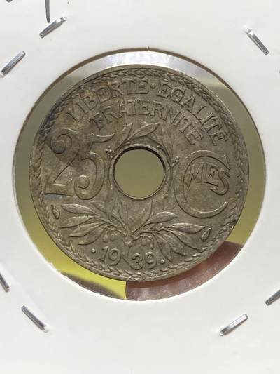 2025年第一百三十一场(总第一百五十七场）外国好品纸夹散币场(免佣金) - 法兰西第三共和国1939年25生丁(第三版，年份两边带点版)