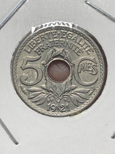 2025年第一百三十一场(总第一百五十七场）外国好品纸夹散币场(免佣金) - 法兰西第三共和国1921年5生丁(第三版小尺寸版，早期年份)
