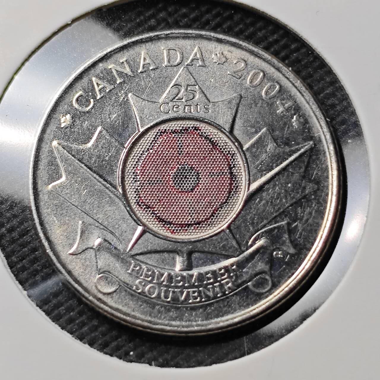 KK钱币收藏小铺  第374场  2月预留时间 周末发货  加拿大25分彩色纪念币