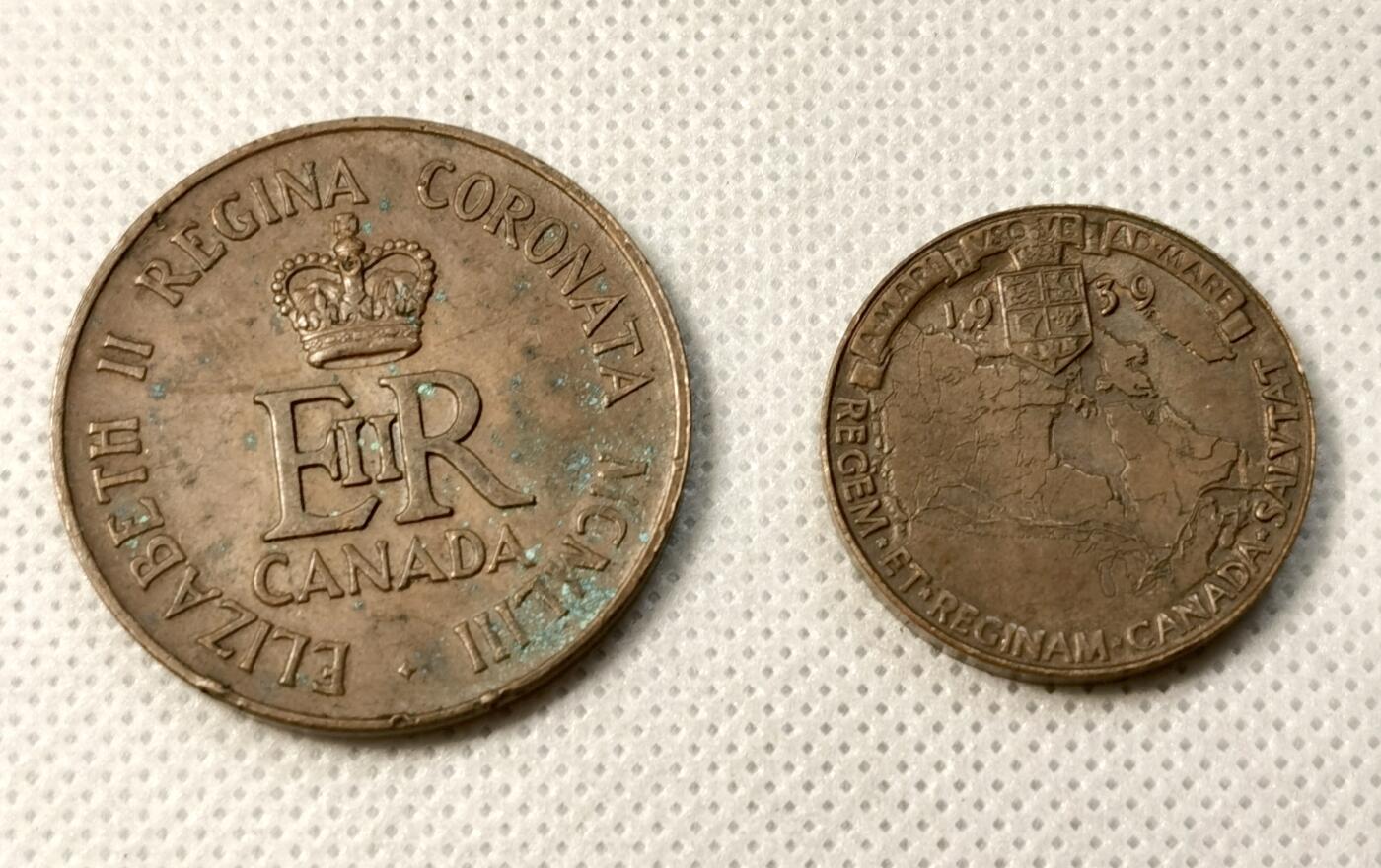 甄臻铺-世界币章拍卖（第40期）送拍享返佣金等优惠多多 小铜章2枚 1939 乔治六世访问加拿大纪念& 1953伊丽莎白二世加冕纪念