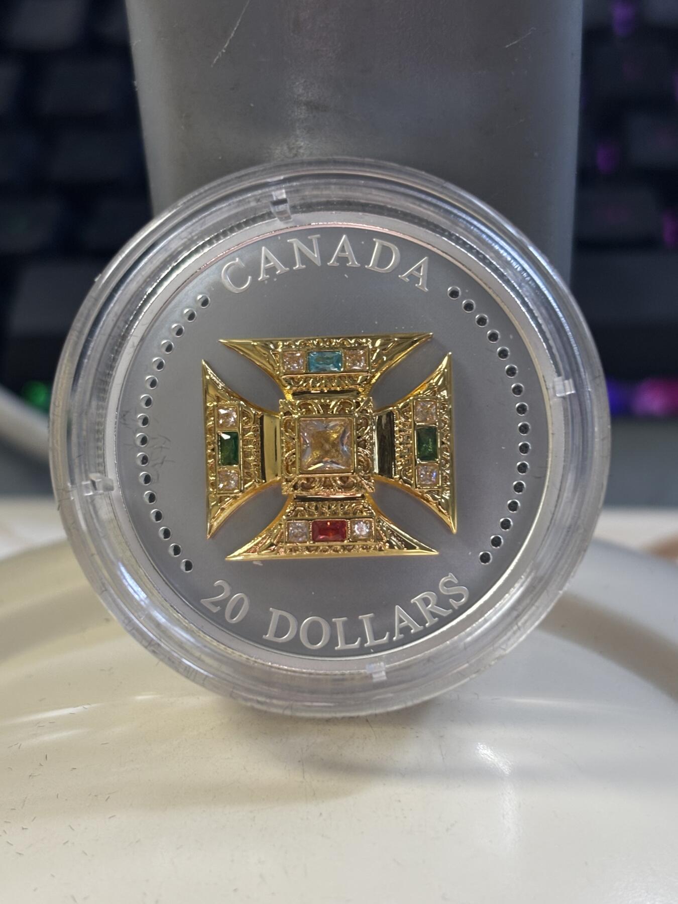 第182期拍卖 加拿大2023年爱德华皇冠镶嵌水晶1盎司纪念银币，9999银，发行6000枚