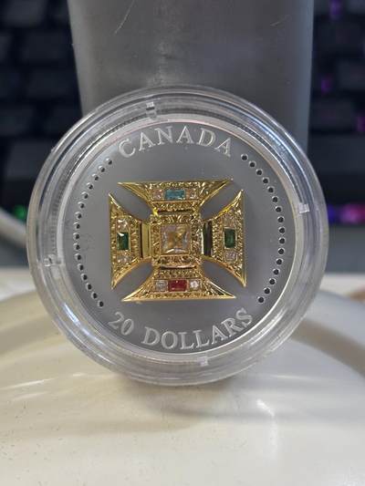 第182期拍卖 - 加拿大2023年爱德华皇冠镶嵌水晶1盎司纪念银币，9999银，发行6000枚