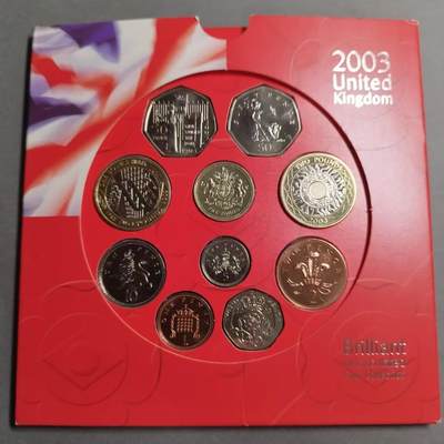长老汇蛇年精选第七十六场拍卖 - 2003英国硬币10枚ms套币，总面值6.38英镑，含平权等多枚纪念币，原装卡册