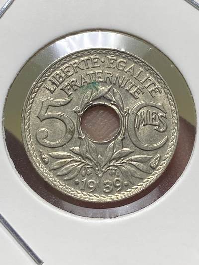 2025年第一百三十一场(总第一百五十七场）外国好品纸夹散币场(免佣金) - 法兰西第三共和国1939年5生丁(第四版，年份两边带点版，关门年仅发行2年)