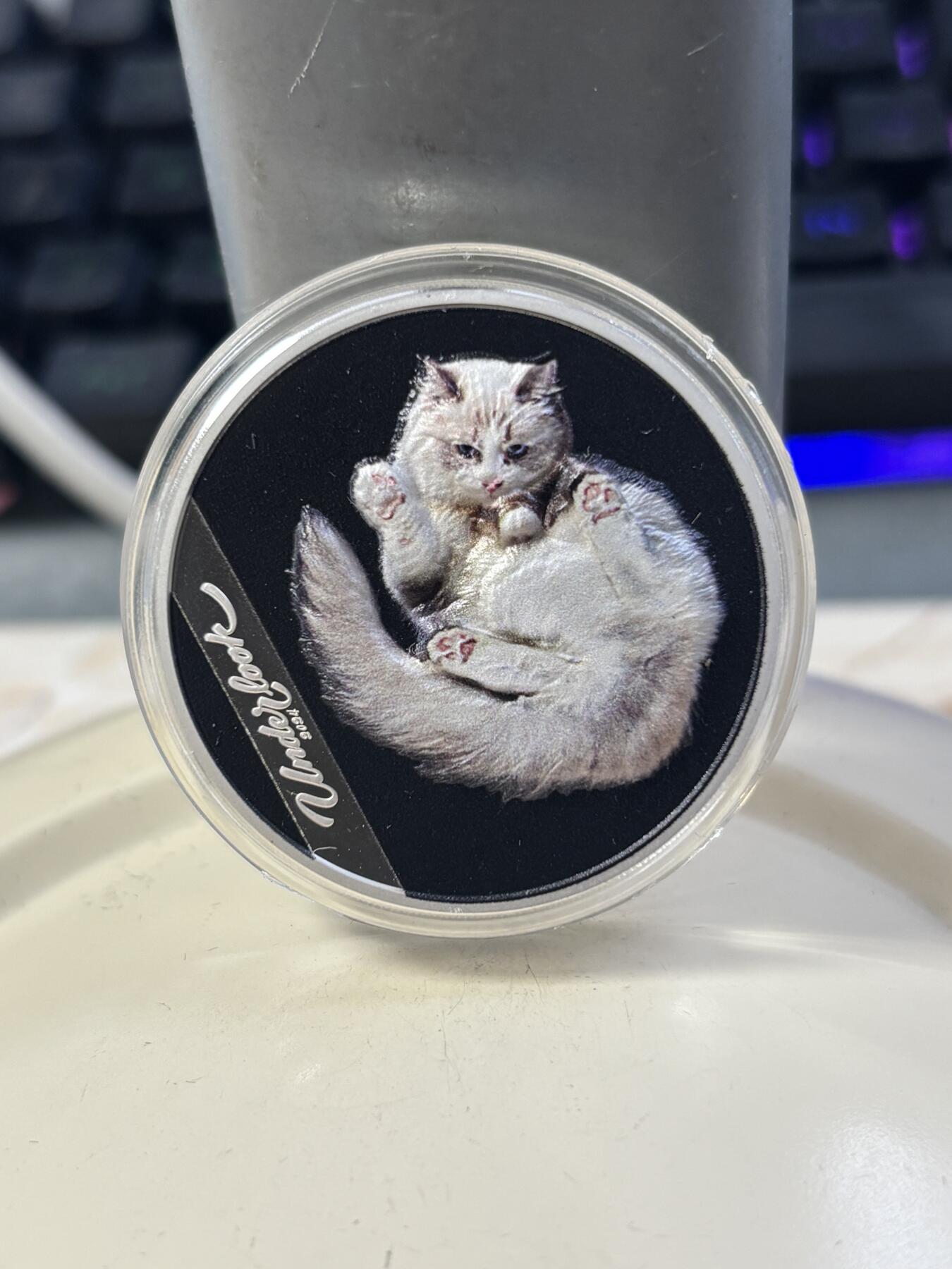第182期拍卖 库克2024年俯视猫咪1盎司彩色纪念银币，9999银，发行999枚，没有纸套