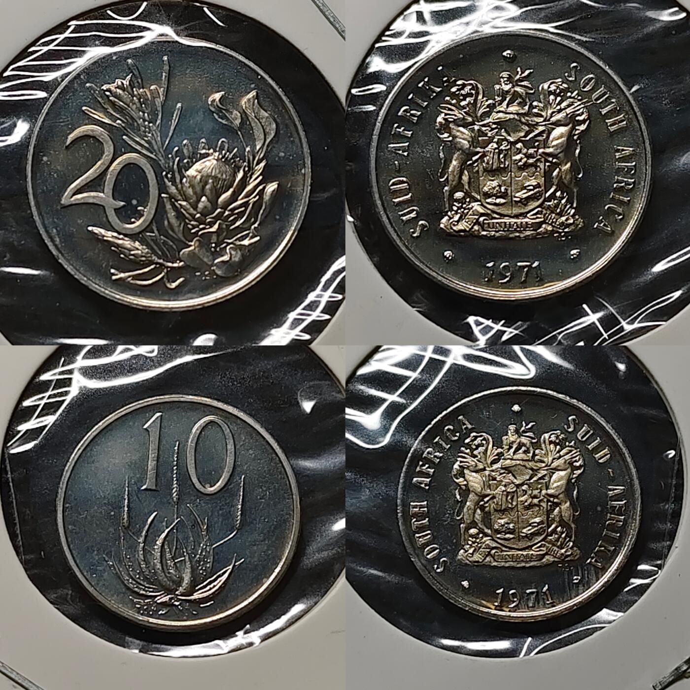 【全场包邮】纯粹捡漏拍479场（免费代拍第16场） 【少见】南非1971年官方精制套币-含1兰特精制银币-量5000