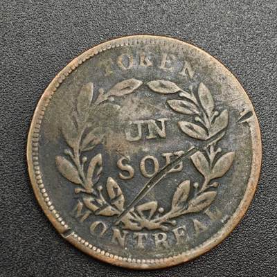 【淘币小摊】实时拍第八百零一拍   散币场   满百包邮可预留二周 每周一统一发货   - 下加拿大省蒙特利尔半便士铜币代币