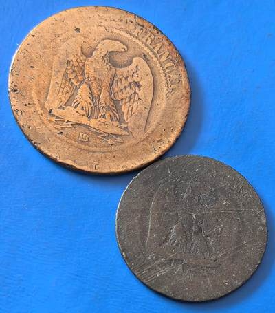 外国优质老铜币银币，周六九点倒数截拍，满百包邮，可寄存半年，喜欢朋友微信扫描二维码可直接参拍 - 法国拿破仑三世5分、10分